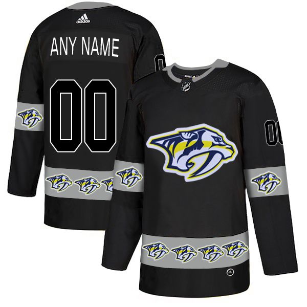 Men Nashville Predators 00 Any name Black Custom Adidas Fashion NHL Jersey